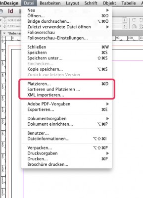 Menueeintrag sortieren und platzieren